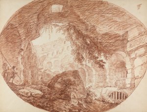 En konstnär som sitter i ruinerna av Colosseum, c.1759 av Hubert Robert