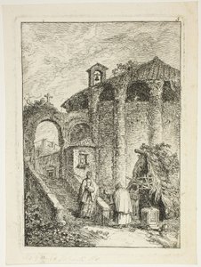 Ancient Temple, tallrik fem från Evenings in Rome av Hubert Robert