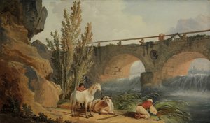 Bro över en kaskad. av Hubert Robert
