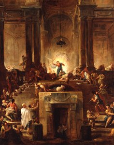Kristus driver ut växlarna ur templet av Hubert Robert