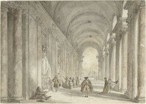 Kolonnaden av kasinot i Villa Albani, i Rom Utsikt i pelargången framför kasinot i Villa Albani i Rom av Hubert Robert
