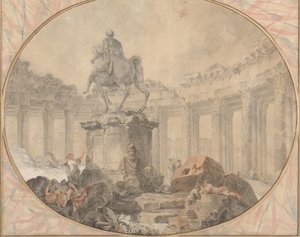 Ryttarstatyn av Marcus Aurelius, 1757. av Hubert Robert