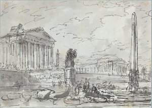 Fantasy på en gammal Campidoglio av Hubert Robert