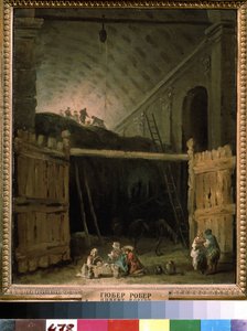 Hölada i en basilika. Målning av Hubert Robert (1733-1808), olja på duk, cirka 1790, fransk konst. State A. Pushkin Museum of Fine Arts, Moskva. av Hubert Robert