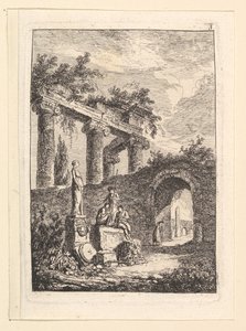 Statyn före ruinerna.n.d. av Hubert Robert