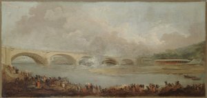 Le décintrement du pont de Neuilly, le 22 septembre 1772, mellan 1772 och 1775 (olja) av Hubert Robert
