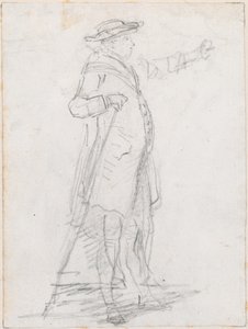 Man med en käpp, sedd i profil [recto] av Hubert Robert
