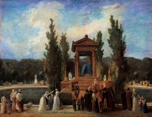 Monument upphöjt vid Tuilerierna för att hedra Jean Jacques Rousseau 10 oktober av Hubert Robert
