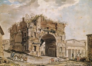 Roman Ruins (pen & ink and wc on paper) av Hubert Robert