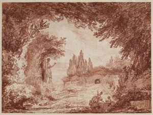 Terrass i en italiensk trädgård, ca 1760 av Hubert Robert