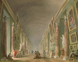 The Grand Gallery of the Louvren mellan 1801 och 1805 (olja på duk) av Hubert Robert