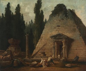 Pyramiden i Mauperthuis trädgårdar av Hubert Robert