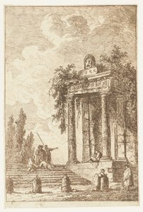 Trappa med de fyra gränsstolparna Les Soirees de Rome (serietitel) Roman Faces` (serietitel) av Hubert Robert