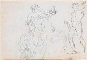 Två studier av statyn av Alexander och Bucephalus [verso] av Hubert Robert