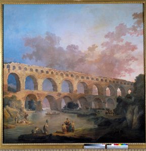 Utsikt över bron du Gard Målning av Hubert Robert (1733-1808) 1700-tal sön. 2,42x2,42 m - Utsikt över Pont du Gard (Frankrike). Målning av Hubert Robert (1733-1808) av Hubert Robert