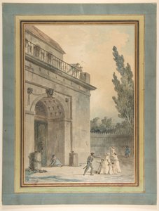 Besökare som lämnar ett fängelse av Hubert Robert