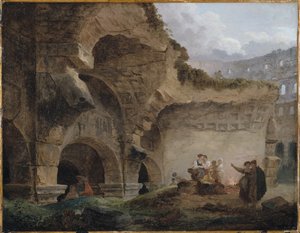 Tvättkvinnor i Colosseums ruiner av Hubert Robert