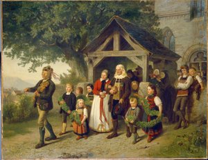The Golden Wedding - Målning av Hubert Salentin (1822-1910), olja på duk