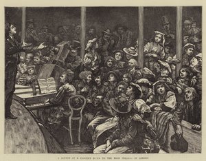 En sketch på en konsert som gavs till de fattiga italienarna i London av Hubert von Herkomer