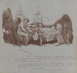 Inbjudan till förmånsmiddag från Hubert von Herkomer till Thomas Agnew, 1877-78. av Hubert von Herkomer