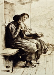Words of Comfort, c.1879 (etsning) av Hubert von Herkomer