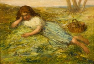 Flicka och korg, 1800-talet av Hugh Cameron