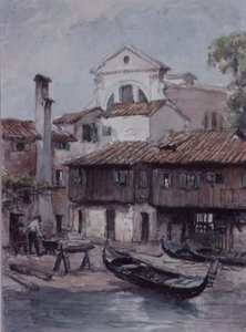 Skeppsvarv nära kyrkan San Trovaso, Venedig av Hugh Carter