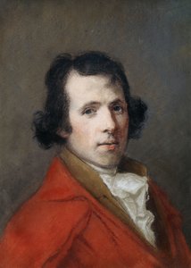 Porträtt av Antonio Canova, bystlängd, iklädd en kappa,