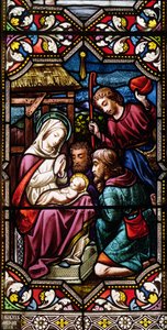 The Adoration of the Shepherds, 1865 (målat glas) av Hugh Hughes