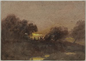 Landskap med port vid solnedgången av Hugh Huntington Howard
