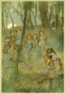 Och nattliga ängsälvor, se du sjunger, från The Merry Wives of Windsor, pub. 1910 av Hugh Thomson