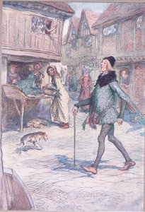 Håller han inte upp huvudet så att säga? And struct in his gate?, illustration från The Merry Wives of Windsor, 1910 av Hugh Thomson