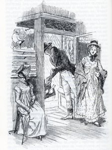 "Emma förklarar att hon är den som arrangerar bröllopet för Miss Taylor och Mr Weston" (illustration) av Hugh Thomson