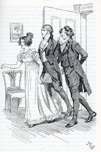"Emma bjuder in Mr Elton att beundra porträttet av Harriett" av Hugh Thomson