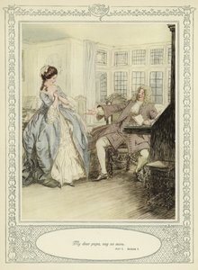 Illustration till Goldsmiths She Stoops to Conquer av Hugh Thomson