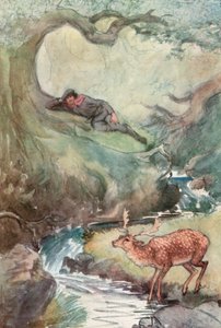 Illustration för Shakespeares As You Like It (färg litho) av Hugh Thomson
