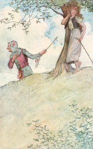 Illustration till Shakespeares As You Like It (färg litho) av Hugh Thomson