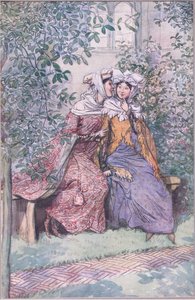 Låt oss rådgöra tillsammans mot denna feta riddare, illustration från The Merry Wives of Windsor, 1910 av Hugh Thomson