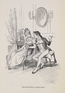 "Sitter vid armbågen och läser verser"., Jane Austens Persuasion av Hugh Thomson