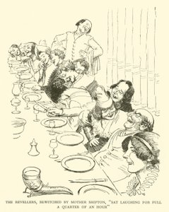 The Revellers, förhäxad av Mother Shipton, "Sat Laughing for Full a Quarter of an Hour" (gravyr)