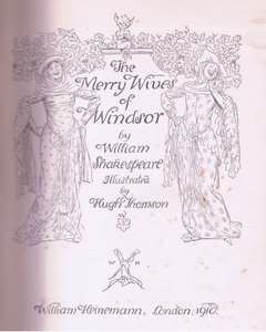 Titelsidesdesign, illustration från The Merry Wives of Windsor, 1910 av Hugh Thomson