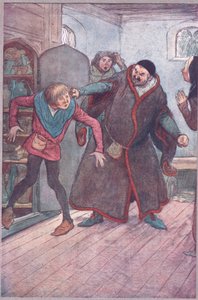 Skurk! Larron! (Pulling Simple out), illustration från The Merry Wives of Windsor, 1910 av Hugh Thomson