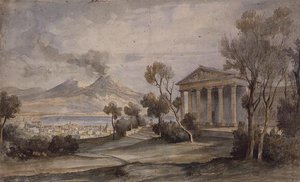 PD.255-1985 Villa Saliceti, Neapel nedanför och Vesuvius i fjärran