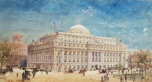 En återgivning av ett preliminärt förslag för United States Custom House, New York av Hughson Frederick Hawley