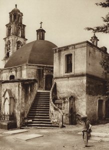 Mexiko: Kapellet på det heliga berget, Amecameca (svartvitt foto) av Hugo Brehme