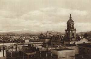 Mexiko: Huvudstaden Mejico, östlig delvy (svartvitt foto) av Hugo Brehme