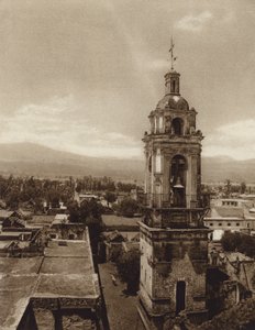Mexiko: Kyrkan i Xochimilco (svartvitt foto) av Hugo Brehme