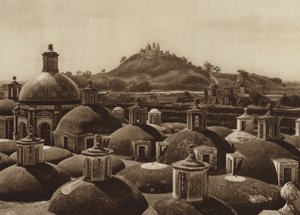 Mexiko: Piramide de Cholula (svartvitt foto) av Hugo Brehme