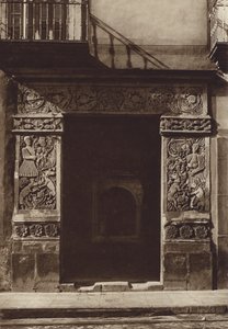 Mexiko: Puebla, hus på Avenida 3 Oriente nr 1 (svartvitt foto) av Hugo Brehme