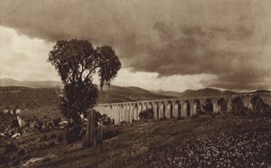 Mexiko: Gammal spansk vattenledning från Los Remedios (svartvitt foto) av Hugo Brehme